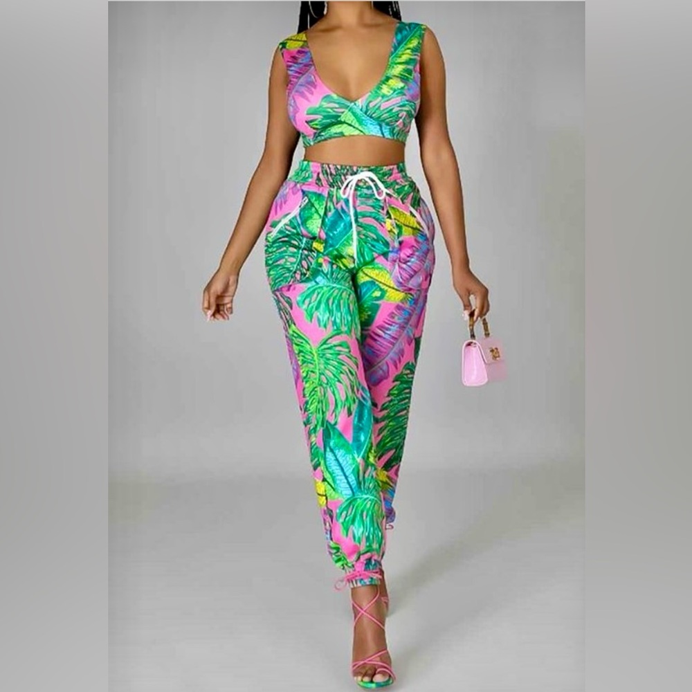 Tropical 2PC Top & Pant Set - BRAND NEW